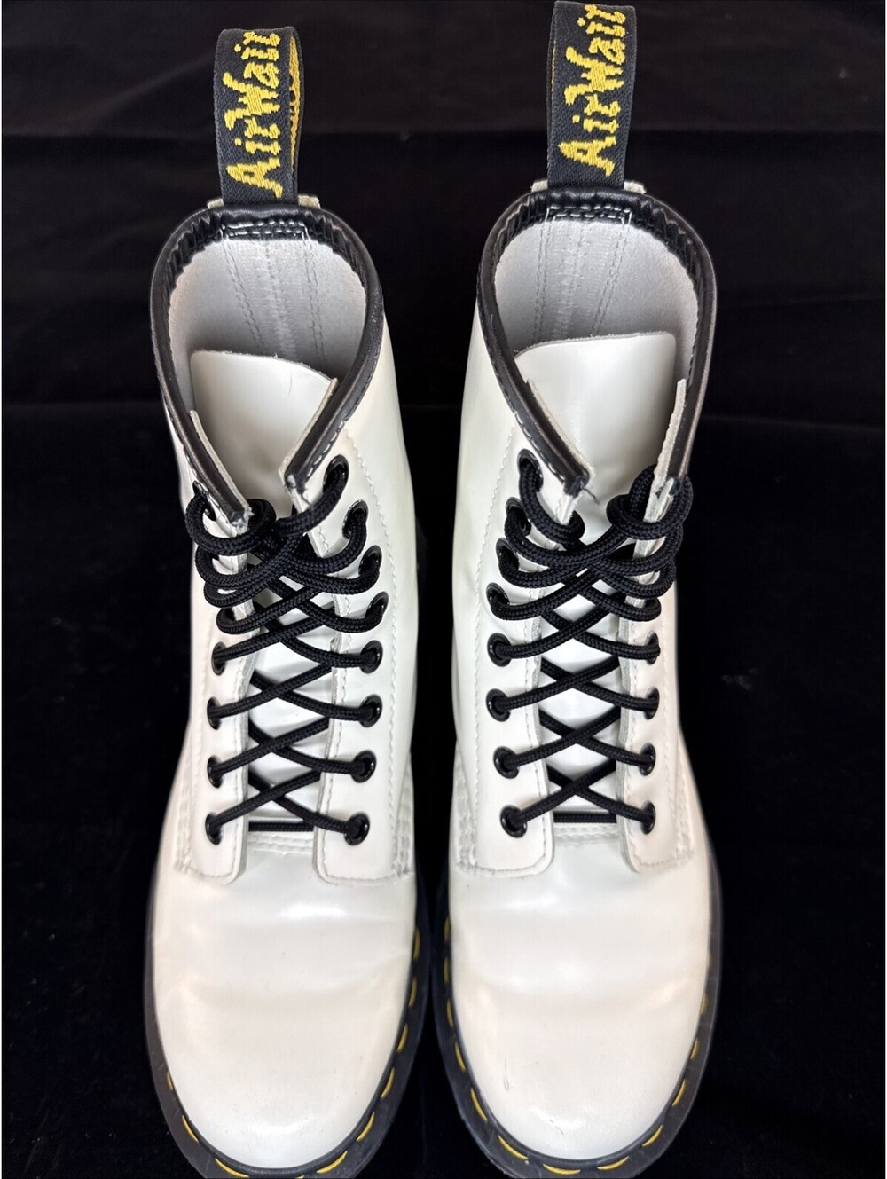 Dr. Martens White Leather Boots Lace Up Women's US 6 EU 37 UK 4